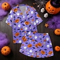 thumbnail image 6 of Halloween Pajamas Halloween Pumpkin Print Plus Size Button Pajamas for Women Set, 6 of 6