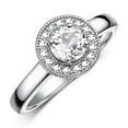 thumbnail image 4 of RYLOS Rings for Women Sterling Silver Halo Birthstone Ring with Round 4MM Gemstone &  Diamonds April White Topaz Jewelry Size 7, 4 of 8