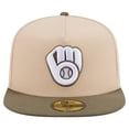 thumbnail image 2 of Men's New Era Light Beige/Olive Milwaukee Brewers Two-Tone Color Pack A-Frame 59FIFTY Fitted Hat, 2 of 5