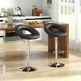 thumbnail image 4 of Costway Swivel Bar Stool Set of 2 Modern PU Leather Pub Stools with Hollow Back & Footrest, 4 of 7