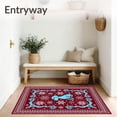 thumbnail image 3 of ODIKA 4'x6' Machine Washable Non-Slip Area Rug, Nordic Winter Dachshund Scene with Stylized Snowflake Details High Traffic Rug with Pad, Red, 743628, 3 of 8