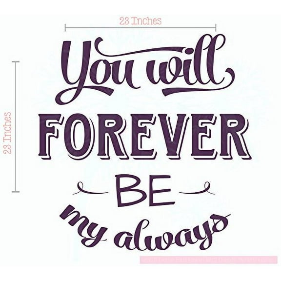 Forever My Always Love Quotes Wall Words Decal Vinyl Stickers, 23x23-inch, Eggplant
