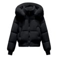 thumbnail image 4 of Unir Womens Winter Coats, Quilted Jackets For Women, Cropped Puffer Jacket With Faux Fur Hood, Zip Up Short Winter Outerwear, S‑XL, 4 of 4