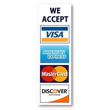 We Accept Credit Cards AmEx Visa MasterCard Discover Decals Sticker Logo Sign for Stores & Businesses (2.75
