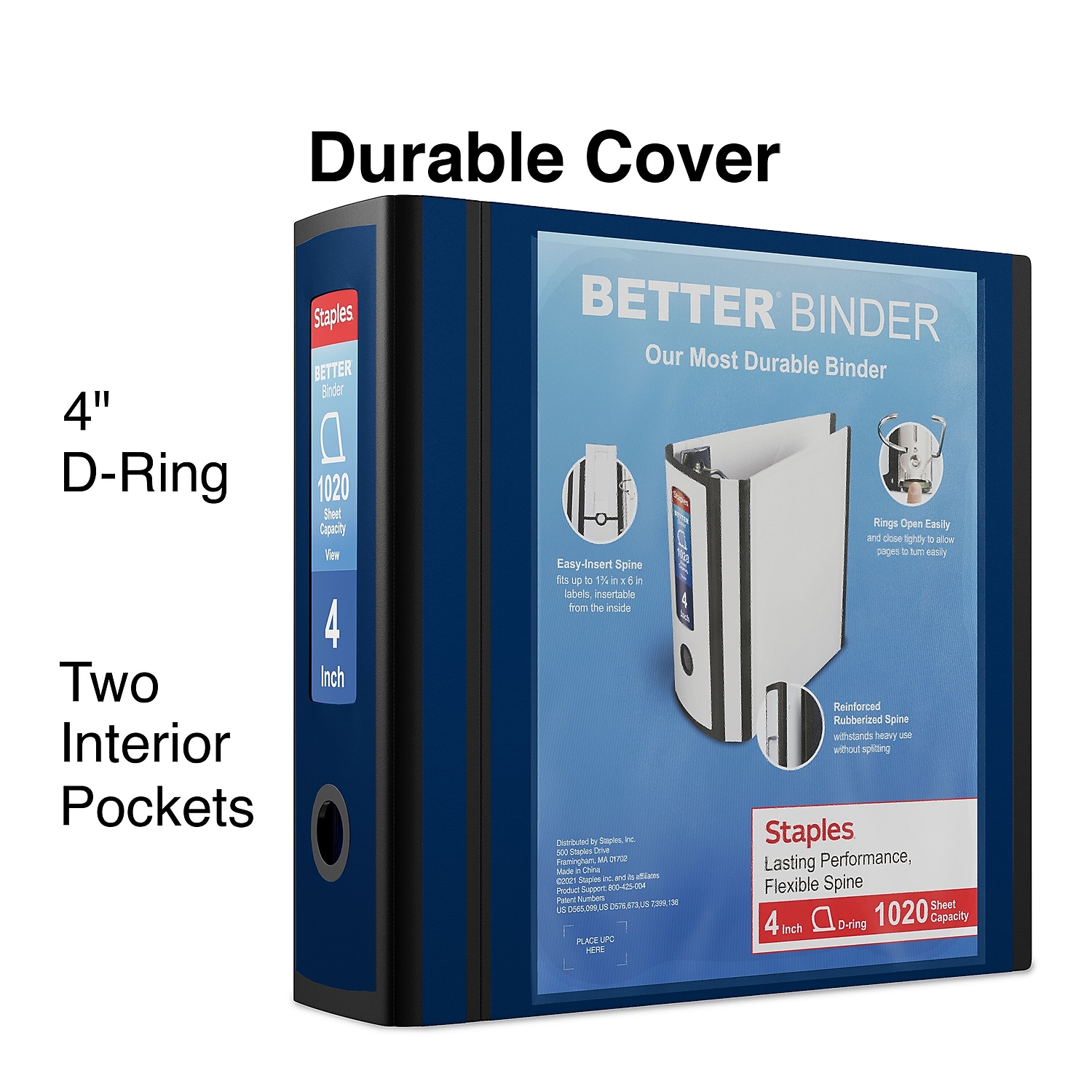 Staples Better 4-Inch 3-Ring D-Ring Binder, Blue photo 2