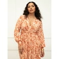 thumbnail image 3 of ELOQUII Elements Women's Plus Size Knot Front Pleated Skirt Dress, 3 of 6