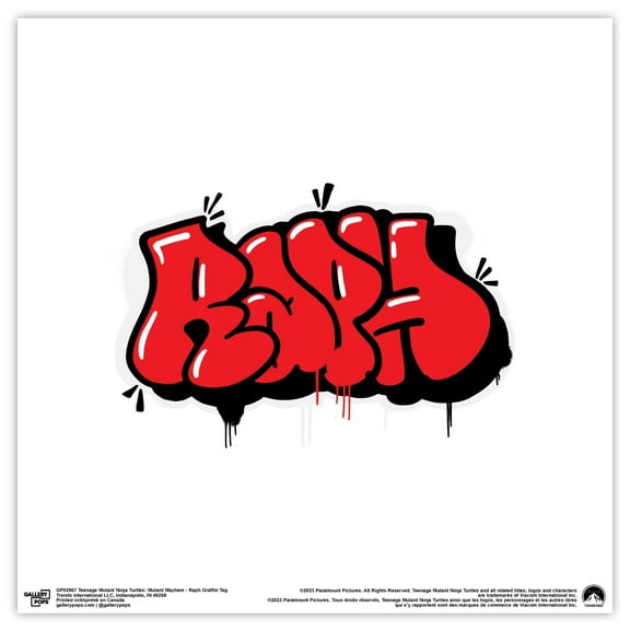 Gallery Pops Nickelodeon Teenage Mutant Ninja Turtles: Mutant Mayhem - Raph Graffiti Tag Wall Art, Unframed Version, 12" x 12"