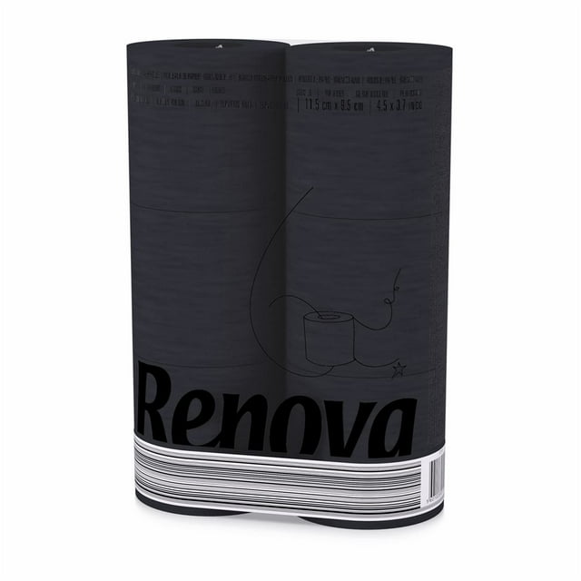 Papel higiénico Renova negro de 3 capas, 140 hojas, paquete de 6