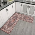 thumbnail image 3 of Kitchen Rugs and Mats Non Skid Washable Bohemian Vintage Pink Carpet Kitchen Mat and Rug Set,Floor Cushion Waterproof Rug,Rubber Backed Area Rugs for Kitchen Laundry, 3 of 7
