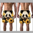 thumbnail image 3 of luoweisi Men's Beach Shorts Quick Dry Swim Trunks with Mesh Lining Panda Sunflower L, 3 of 5