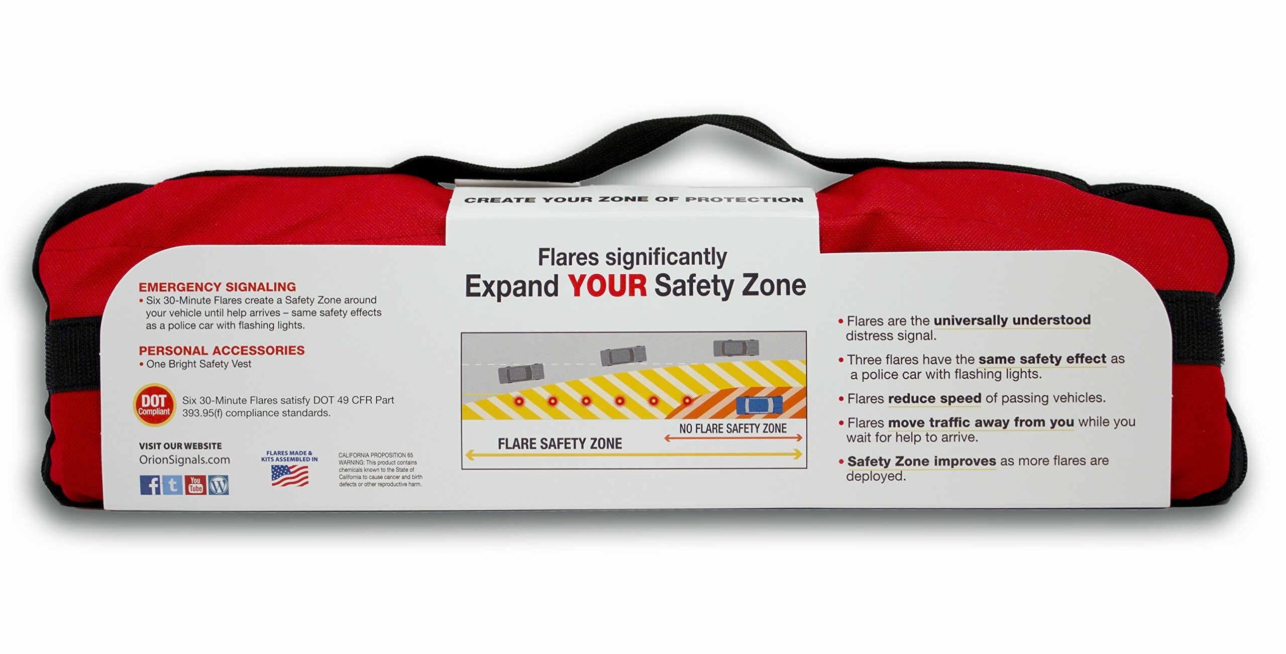Orion Safety 6030 6pk 30 Min Road Flares with Safety Vest