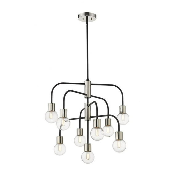 9 Light Chandelier in Fusion Style 26.5 inches Wide By 26.5 inches High-Matte Black/Polished Nickel Finish Bailey Street Home 372-Bel-4185983