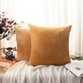 thumbnail image 4 of NTBAY 1 Pack Velvet Throw Pillow Cover, Soft Decorative Square Pillowcase, Cushion Cover with Hidden Zipper, 26"x26", Camel, 4 of 5