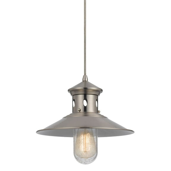 60W Binghamton Metal Pendant Hanging Ceiling Light Fixture - Brushed Steel