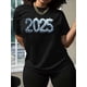 thumbnail image 2 of Camiseta negra con estampado brillante de 51,43 metros para mujer - Manga corta, cuello redondo, algodón, lavable a máquina, ideal para cualquier temporada, para uso deportivo., 2 of 7