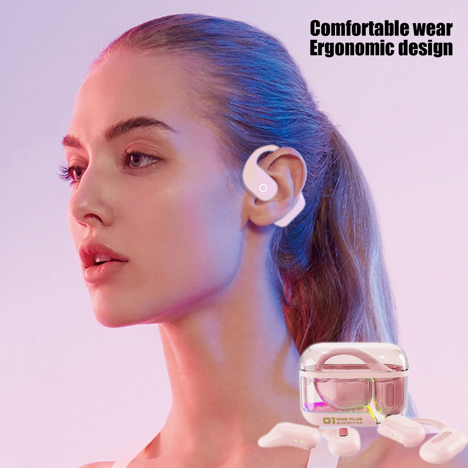 Cheap things Open Ear Earbuds Clip on Earbuds Bluetooth 5.4 IPX4 Waterproof Running Headphones Light Weight Comfort Stable Fit Workout Open Ear Headphone Fitness Headphones for Running