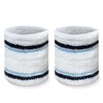 thumbnail image 3 of COUVER Premium Tennis Style Standard Size Sweatband Headband Wristbands Set - White / Navy / Light Blue lines, 3 of 11