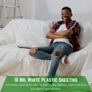 Farm Plastic Supply - White Plastic Sheeting - 10 mil - (20' x 100') - Thick Plastic Sheeting, Heavy Duty Polyethylene Film, Drop Cloth Vapor Barrier Covering for Crawl Space…