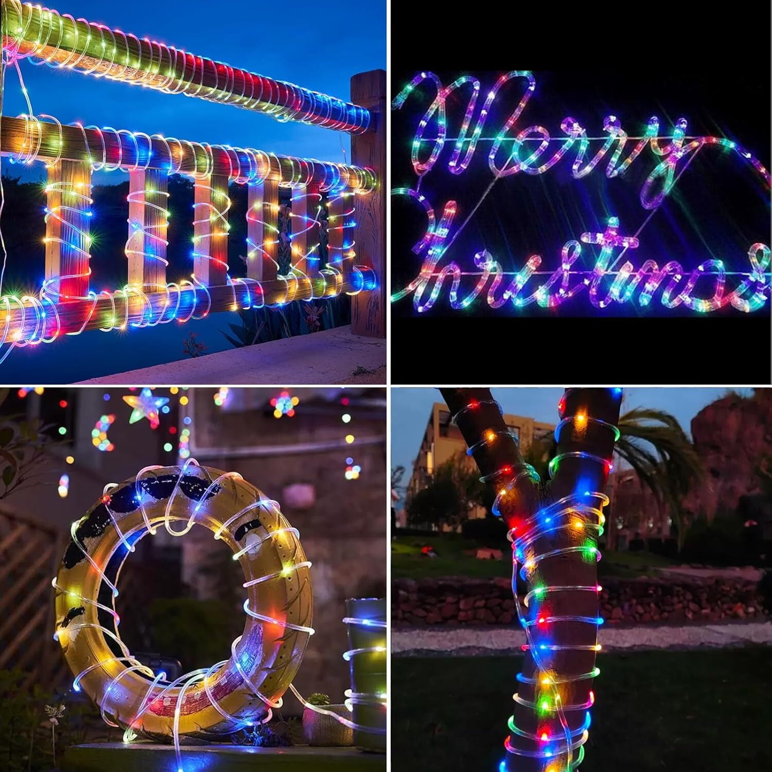 Solar Rope Lights 2 Pack,39FT 100LEDs Multicolored Waterproof Outdoor String Lighting, 8 Modes, for Pathway Pool Patio Garden Palm Tree Christmas Halloween(Multi-Color)