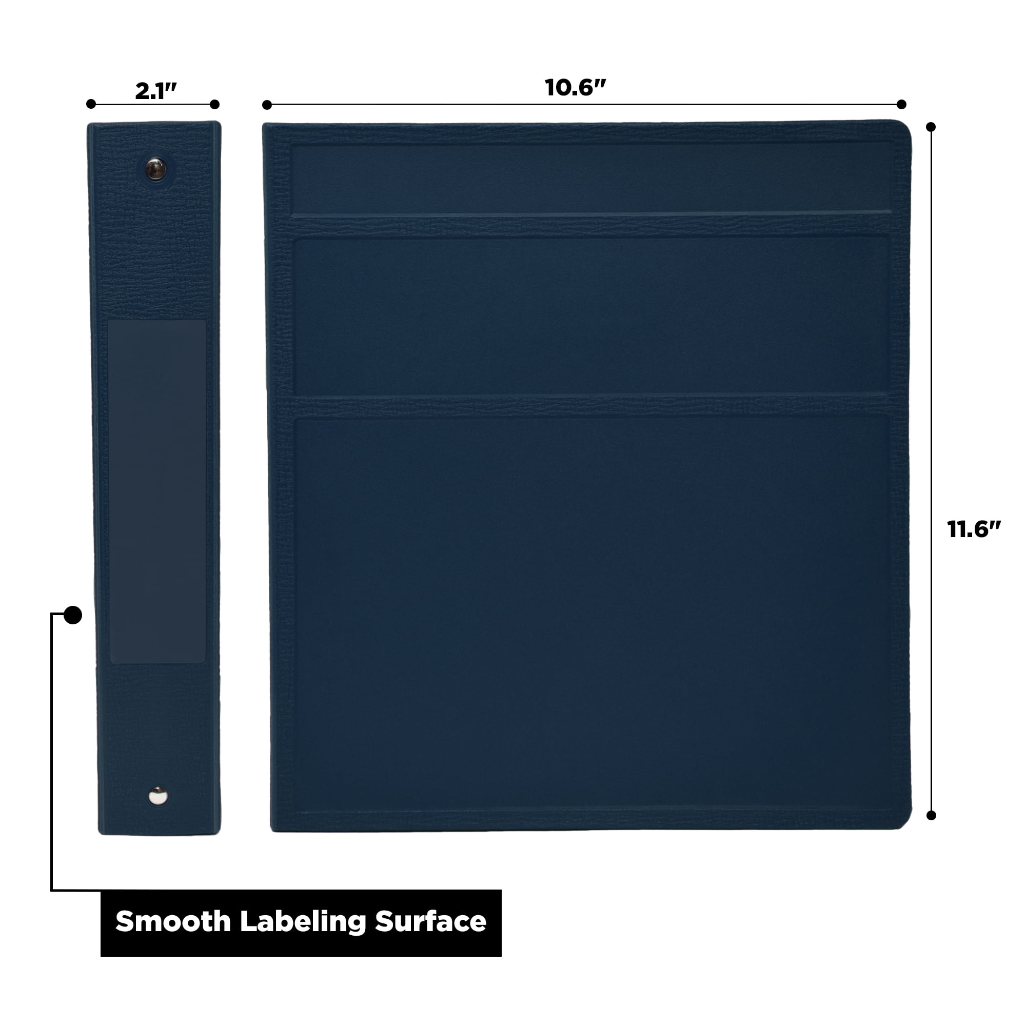 Carstens 1.5- Inch Heavy Duty 3-Ring Binder - Side Opening, Navy Blue