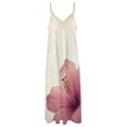 thumbnail image 6 of Pink Hibiscus Soft Gentle Bloom Sleeveless Suspender Dress Summer Fashion Casual Long Dress, 6 of 9