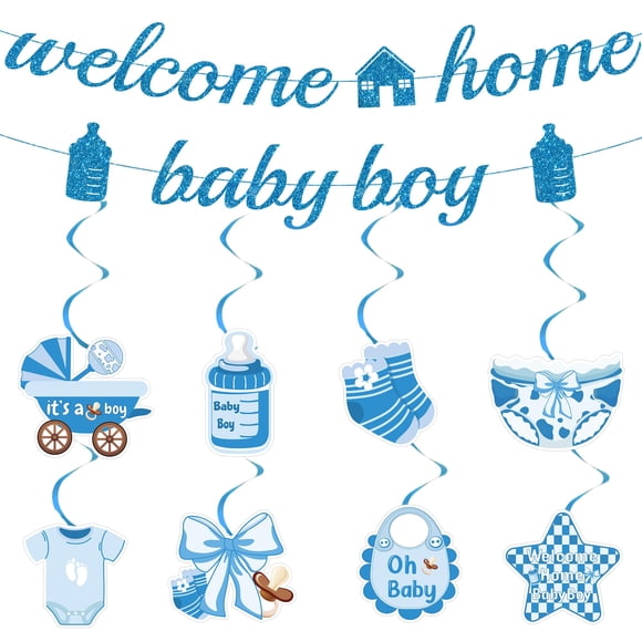 Set de decoración Welcome Home Baby Boy, 10 unidades, azul