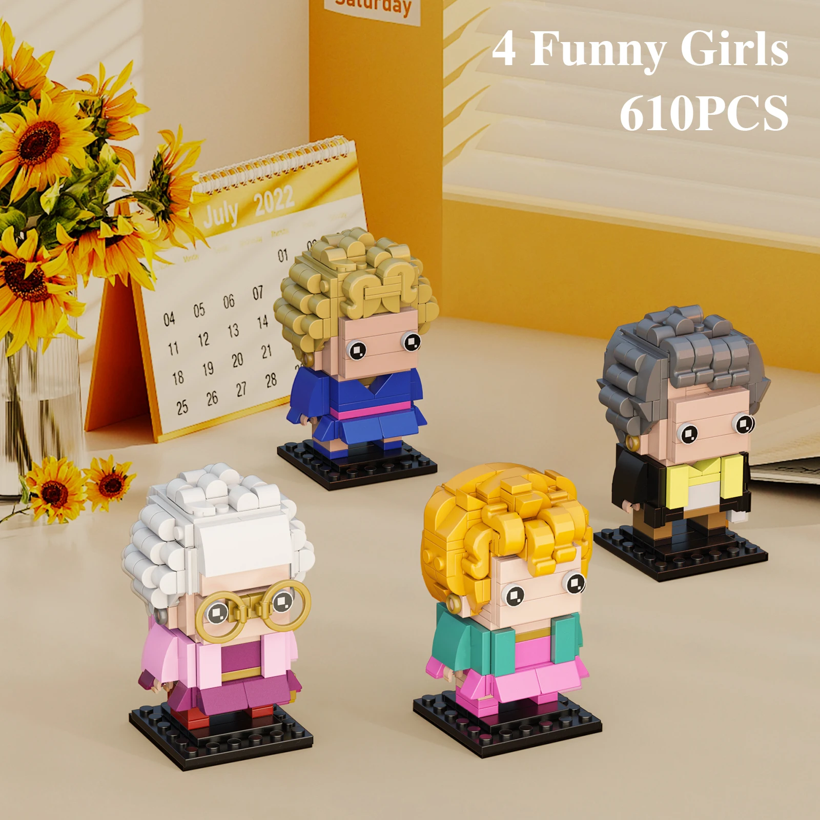 4in1 Goldened Movie Girl Figures Building Block Set with Dorothy Zbornak,Rose Nylund,Ideas BrickHeadZ Toys for Boys and Girls Gifts