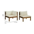 thumbnail image 5 of 2pc Outdoor Modular Corner Sofa, Square Acacia Wood, White Polyester, 5 of 5