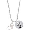 thumbnail image 1 of Delight Jewelry Silvertone Boy Silhouette in Heart Silvertone Script Initial Disc - Y - Charm Necklace, 20"+3", 1 of 4