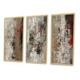 thumbnail image 3 of Designart "Fading Passion Retro Beige and Red Abstract II" Abstract Painting Framed Wall Art Set Of 3 - Red Modern Frame Gallery Wall Set For Home Decor, 3 of 6