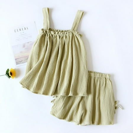 

CoCopeaunt Summer Pajamas Set for Women Sexy pure cotton gauze SleepwearTank Top Suits with Shorts Cute Underwear Soft Nightwear