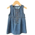 thumbnail image 2 of LYMAYTER Girls Kids Toddler Sleeveless Denim A-Line Dress Comfortable Cute Denim Dress 2-10Y, 2 of 8
