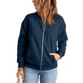 thumbnail image 3 of Langwyqu Solid Color Women Spring Fall Casual Zipper Hoodies Sweatshirt With Pocket, 3 of 5