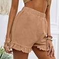 thumbnail image 3 of QLEICOM Womens Athletic Shorts, Plus Size Shorts, Fashion Solid Casual Wide Leg Loose High Waist Shorts Pants Yoga Shorts, Running Shorts, Comfy Beach Shorts, Cycling Shorts Khaki XXL, 3 of 6