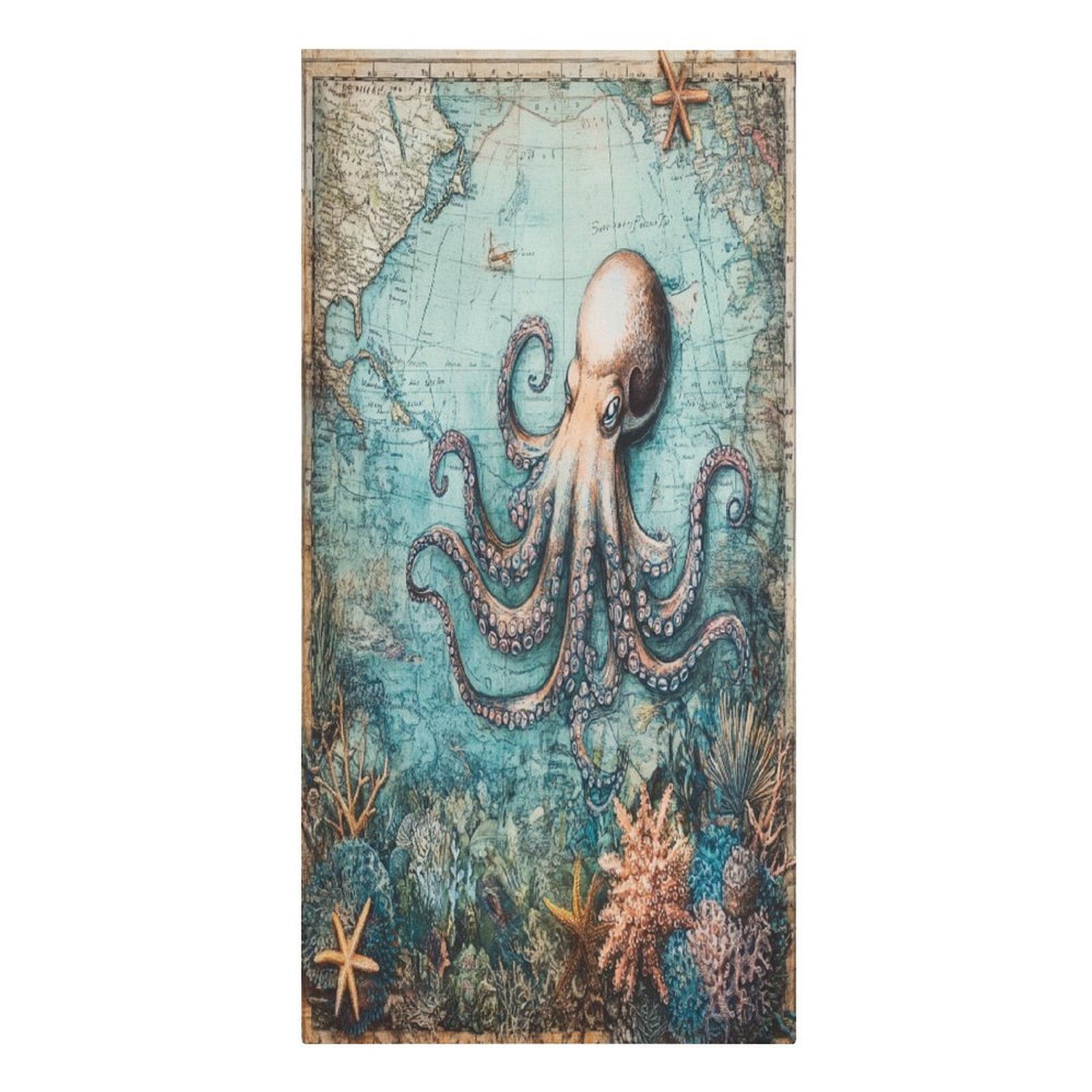 Coastal Octopus Modern Nautical Painting Beach Towel Quick-Dry & Super Absorbent Sand Proof Beach Towels Cute Nautical Animal Camping Towels for Travel Sports Pool Swimming Bath Yoga 30x60 inch