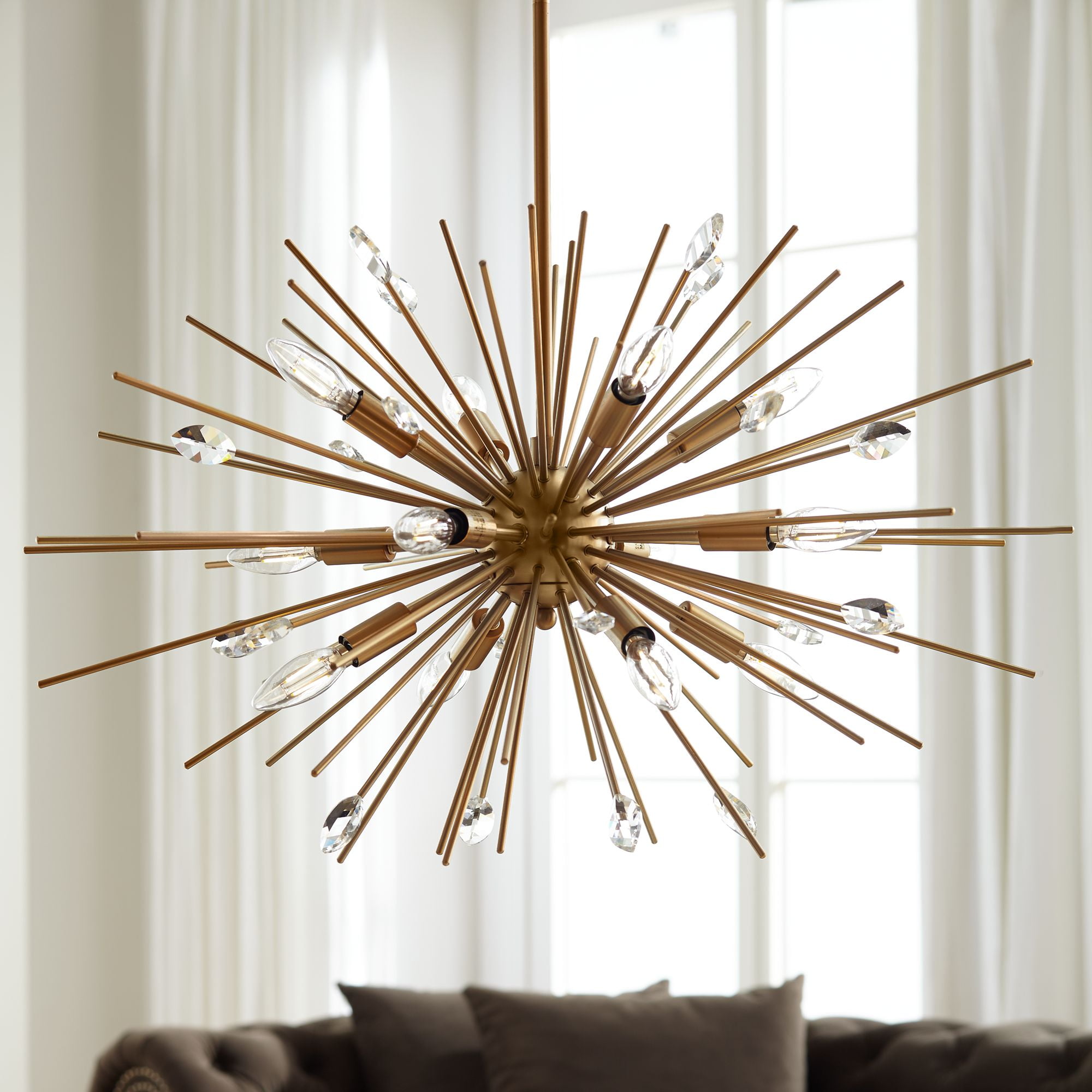 Possini Euro Design Antique Gold Sputnik Pendant Chandelier 29 1/2