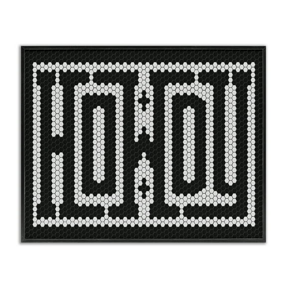 Stupell Industries Mosaic Style Howdy in Black Quotes and Sayings Painting Black Framed Art Print Wall Art, 14 x 11