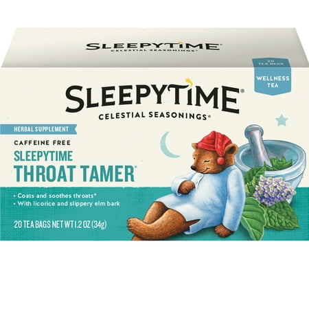 (2 Pack) Celestial Seasonings Wellness Tea, Sleepytime Throat Tamer, 20 (Best Tea For Strep Throat)