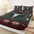 thumbnail image 3 of jejeloiu Brown Bull Skull Queen Sheet Sets,Southwestern Boho Tribal Flat Sheet,Rustic Hunting Animals Queen Fitted Sheet For Teens,Luxury Bedroom Decor,4 Pieces, 3 of 7