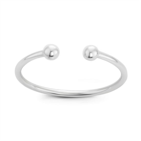 iJewelry2 Sterling Silver High Polished Double Bead Open Ring Size 5
