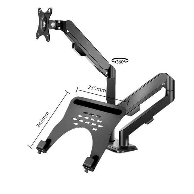 Monitor Arm + Laptop Holder, Full Motion Stand For 10-16" Laptops And 13-32" Computers LED LCD Screen Supports Tilt And Rotation ,Easy to Use