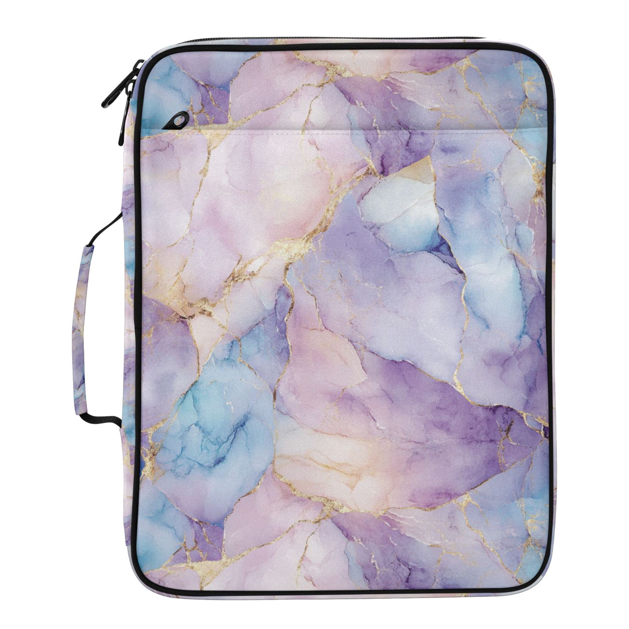 FORMRS Accordion File Folder A4 Size 7-Pocket Expanding Document Organizer Bag with 3 Ring Binder, Purple Marble Pattern