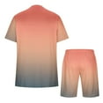 thumbnail image 5 of UVEASISHA 2 Piece Short Sets for Men Big & Tall Gradient Short Sleeve T Shirt and Drawstring Elastic Waist Short Suit Summer Savings Summer Savings Gold XXXXXL, 5 of 6