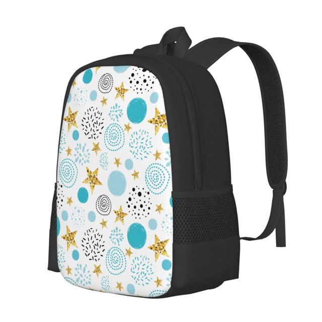 Balery Gold Stars Blue Dots Pattern Mochila para hombre y mujer - Tela Oxford 600D resistente - Gran capacidad, resistente al agua, ideal para la escuela, viajes y senderismo