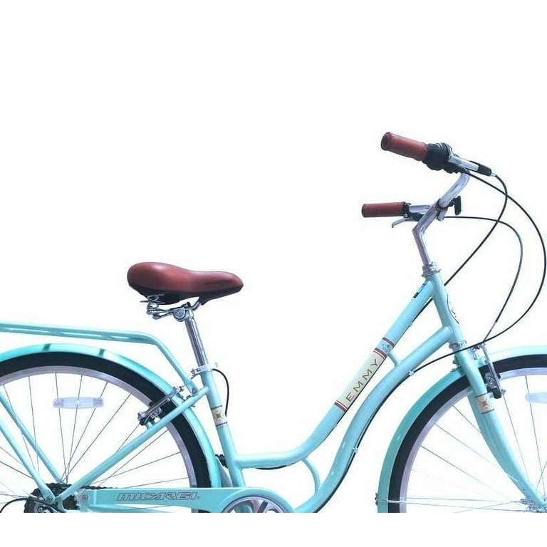 WonderWheels 7SP City Bike 700C 42 cm 16.5 Hi Ten Steel Frame Shimano 7SP V Brake Alloy Rims 700C 14G 32H Tire 700Cx35 Black. with Back Rack Baby Blue Walmart
