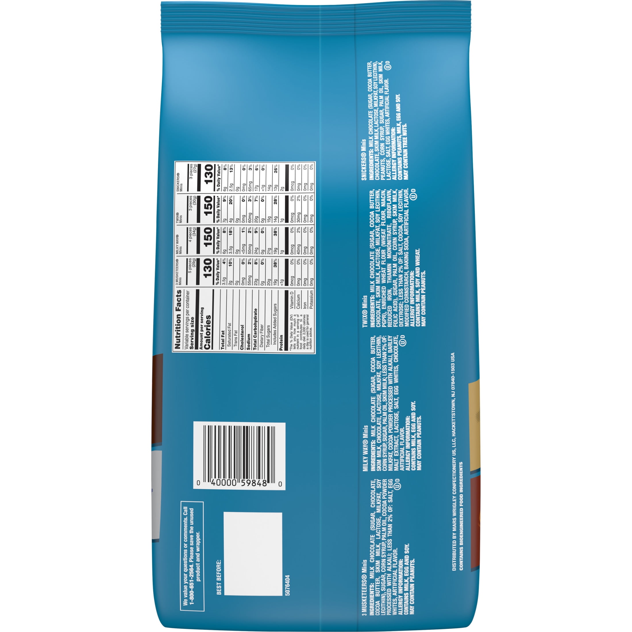 (3 pack) Mars Mixed Snickers, Twix, Milky Way, & 3 Musketeers Minis Chocolate Bars - 19.49 oz Bulk Bag
