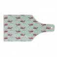 thumbnail image 1 of Whale Cutting Board, Happy Cheerful Whales Pattern in Soft Pastel Tone Effects Love Nature Image, Decorative Tempered Glass Cutting and Serving Board, Wine Bottle Shape, Mint Peach Pink, by Ambesonne, 1 of 1