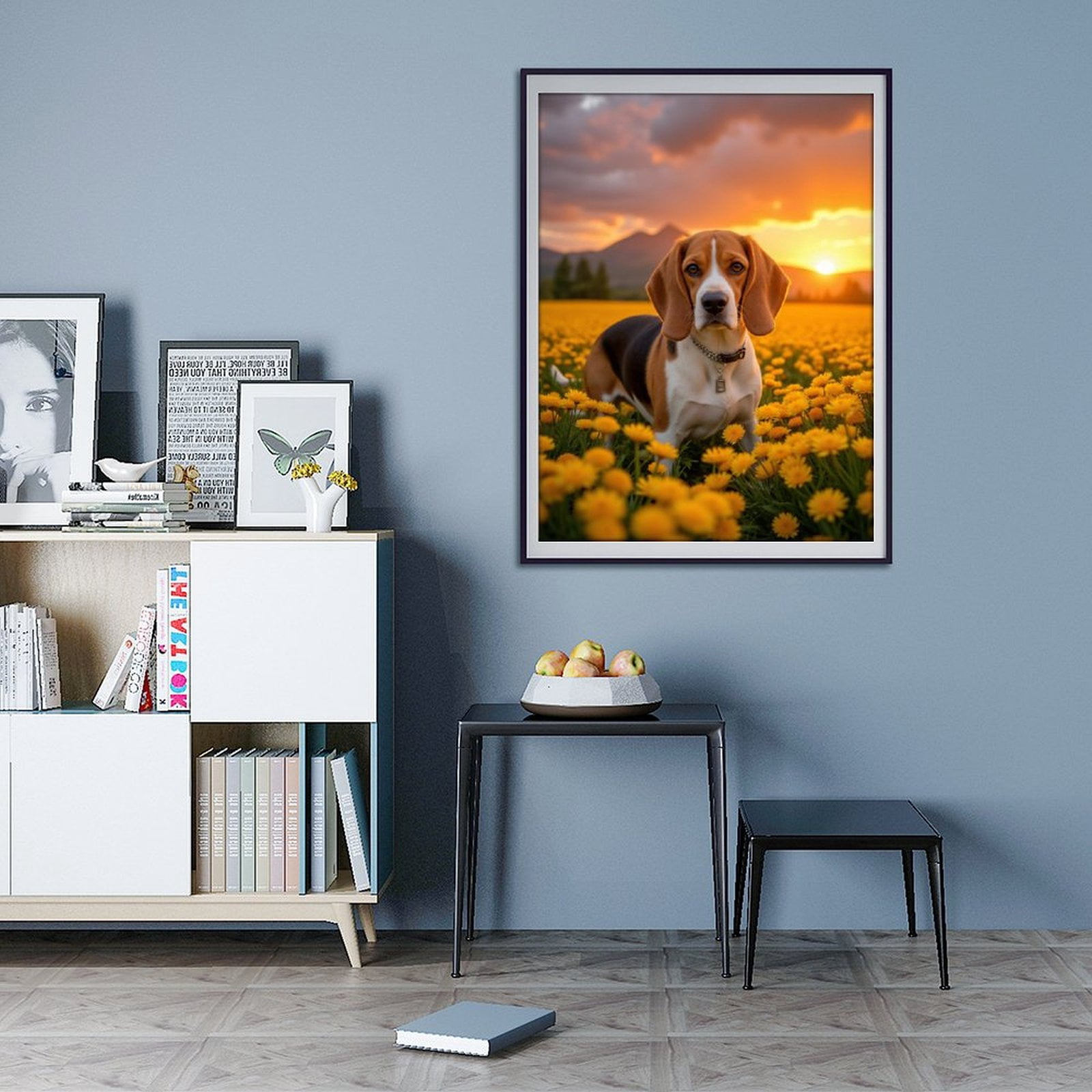 Diamond Art Kit for Adults, Beagle Sunset Field Diamond Painting for Adults Beginners, DIY Diamond Art Painting Kits, 5D Diamond Painting Crafts for Home Decor 12x16 Frameless