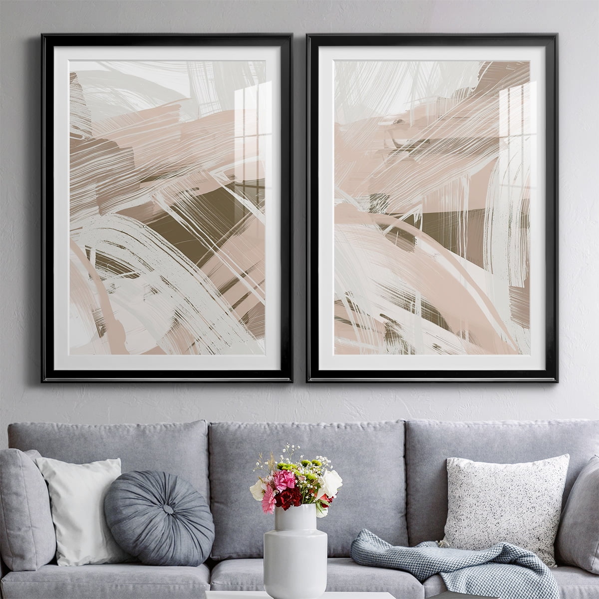 Wexford Home Earthtone Swipe I Premium Framed Print, 30.5" x 42.5" - Ready to Hang, Black (Set of 2)