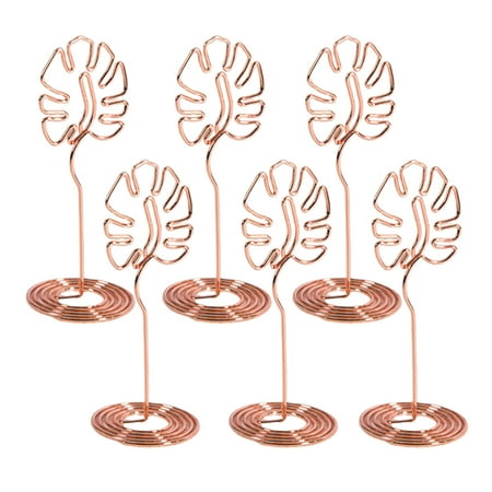 

FRCOLOR 6Pcs Fashion Metal Electroplating Monstera Holder Desktop Decoration Gift Scratch Signature(Rosy Goldenl)